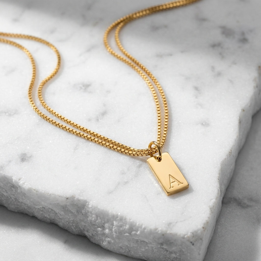 Ivy initial pendant necklace, gold plated