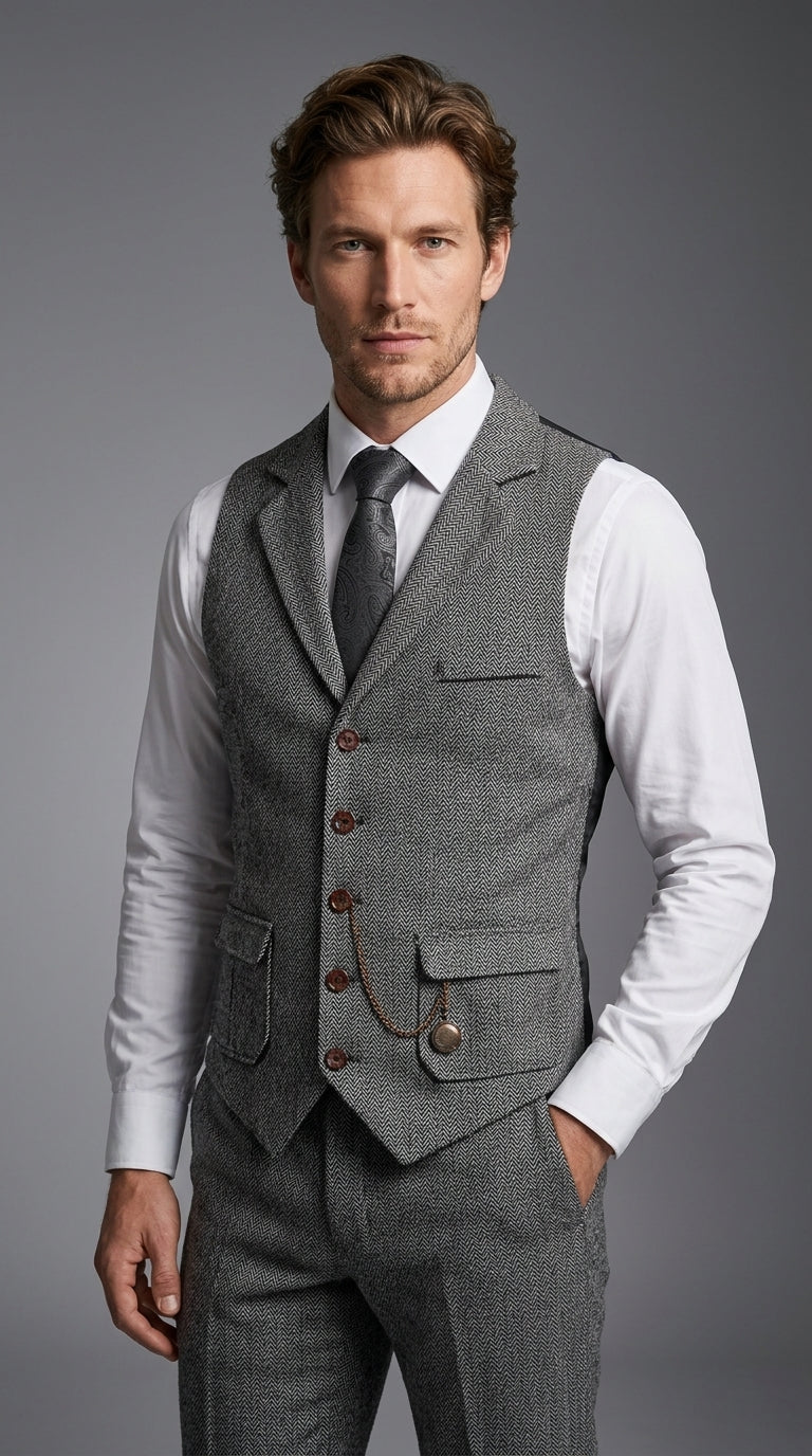 Man wearing Kensington tailored waistcoat