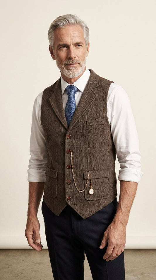 Kensington waistcoat worn, posed