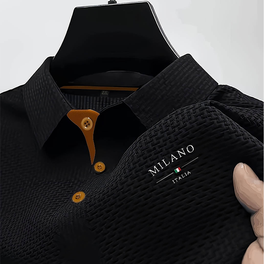 Milano contrast button polo in black