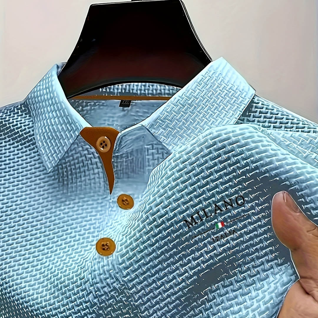 Milano contrast button polo in blue