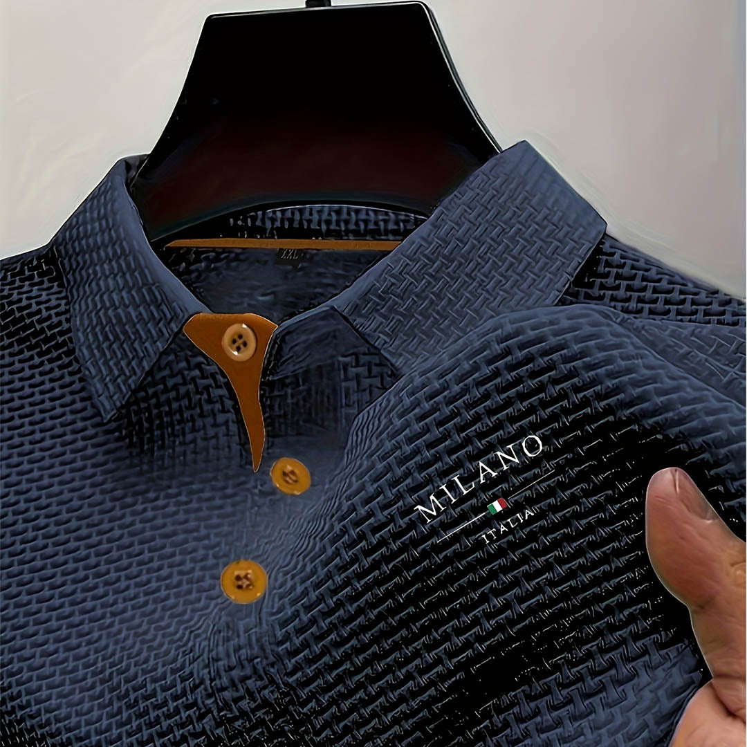 Milano contrast button polo in dark blue