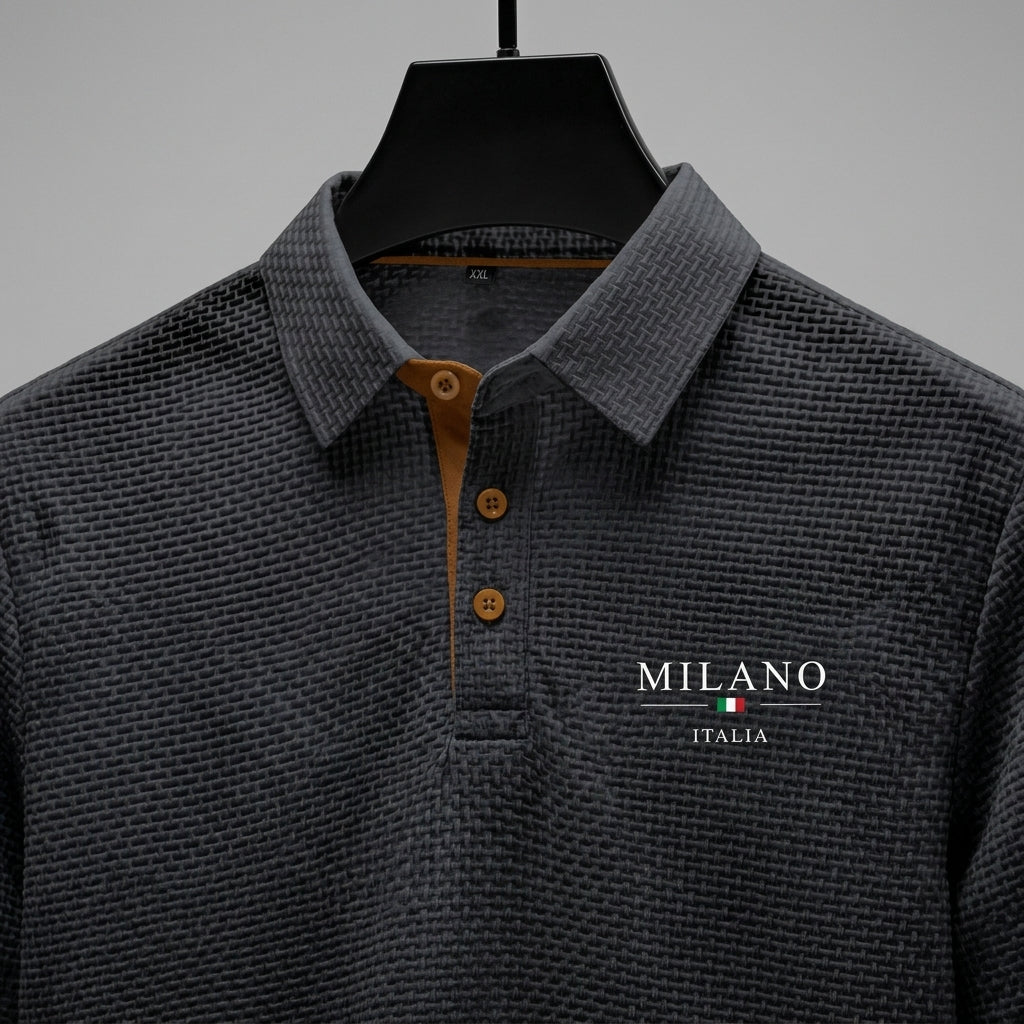 Milano contrast button polo in grey