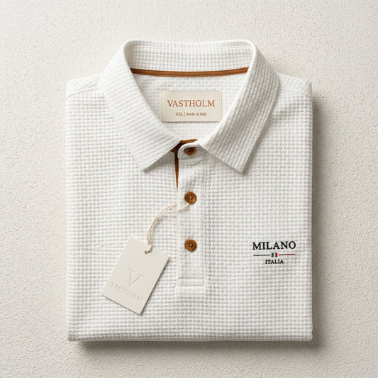 Milano contrast button polo in white