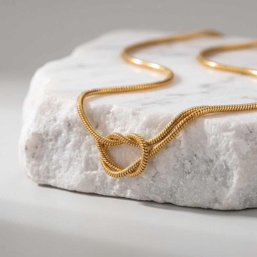 Mira knotted snake chain necklace in gold