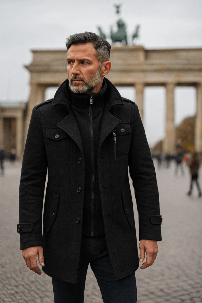Angelo | Double-Fastening Wool-Look Overcoat