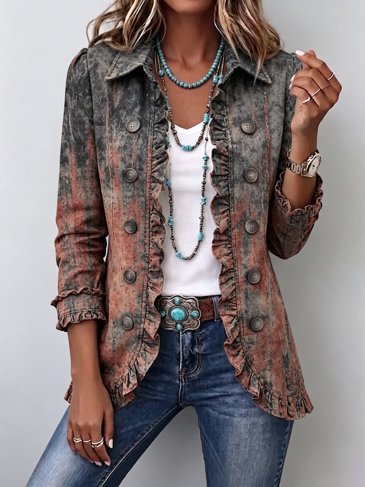 Maëlle | Textured Ombré Ruffle Jacket