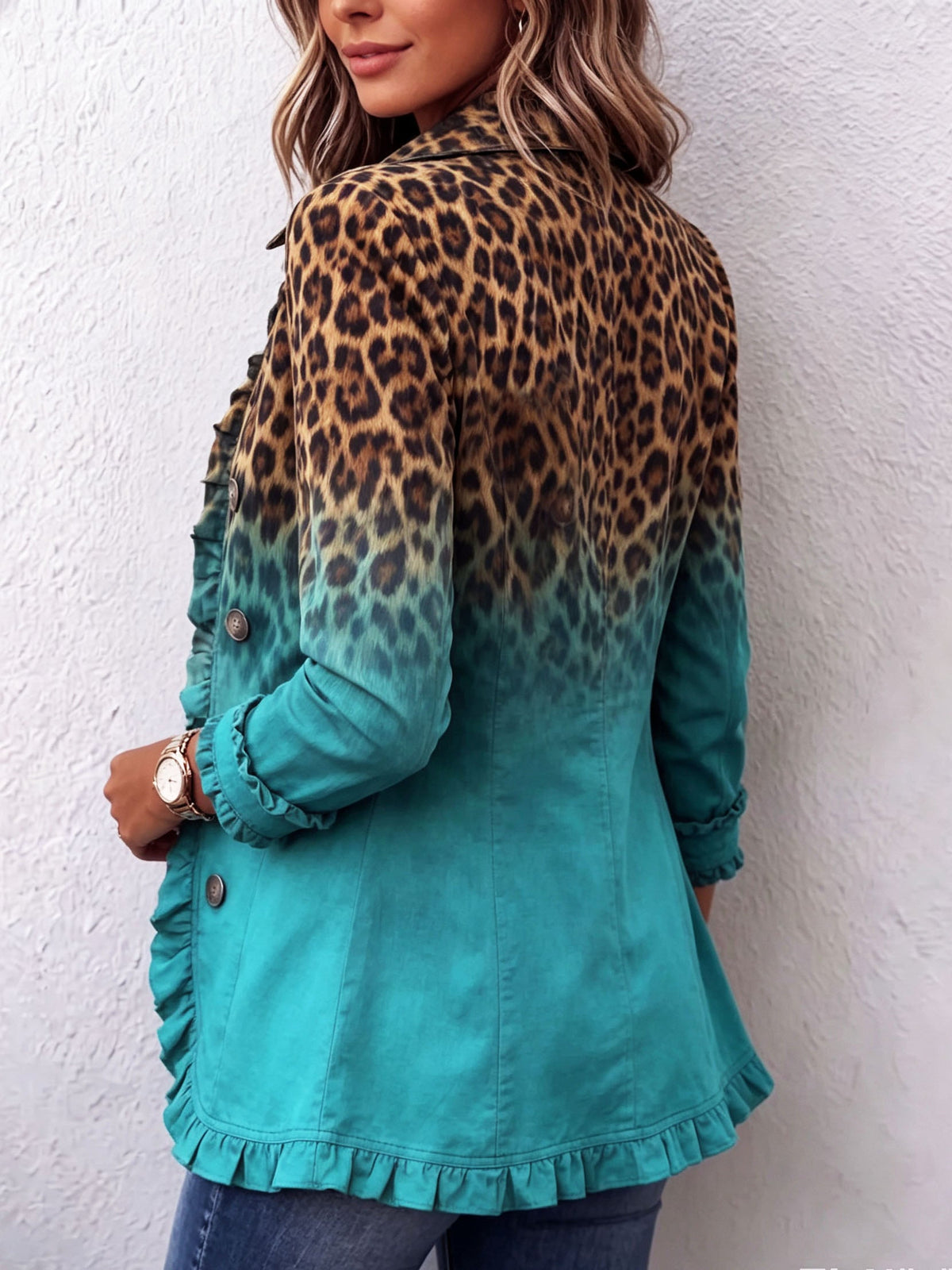 Céline | Faded Leopard Ruffle Blazer