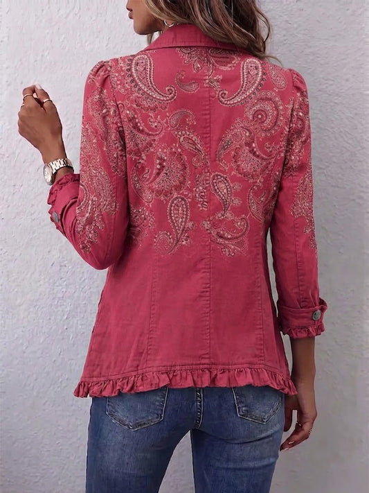 Clémence | Paisley Ruffle Jacket in Antique Rose