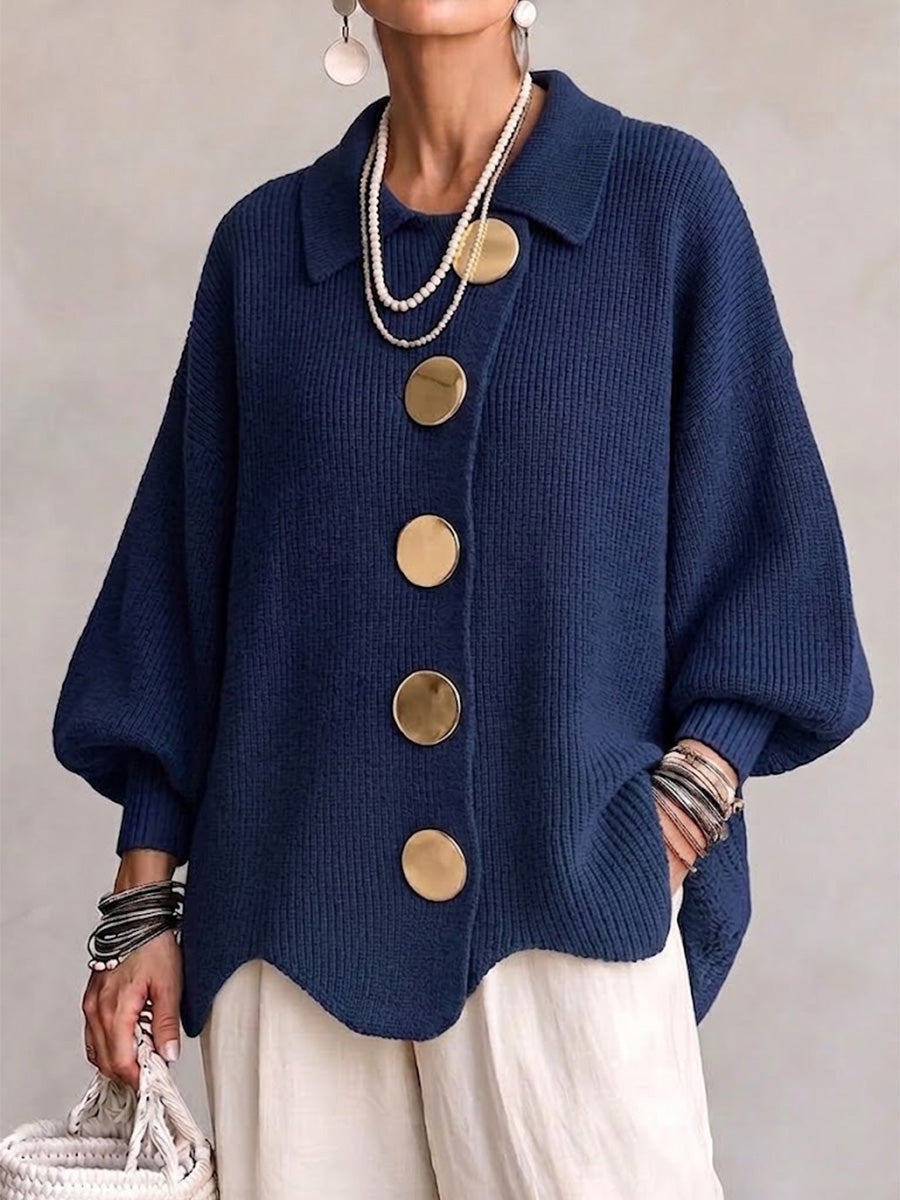 Ortensia | Gold-Button Oversized Cardigan