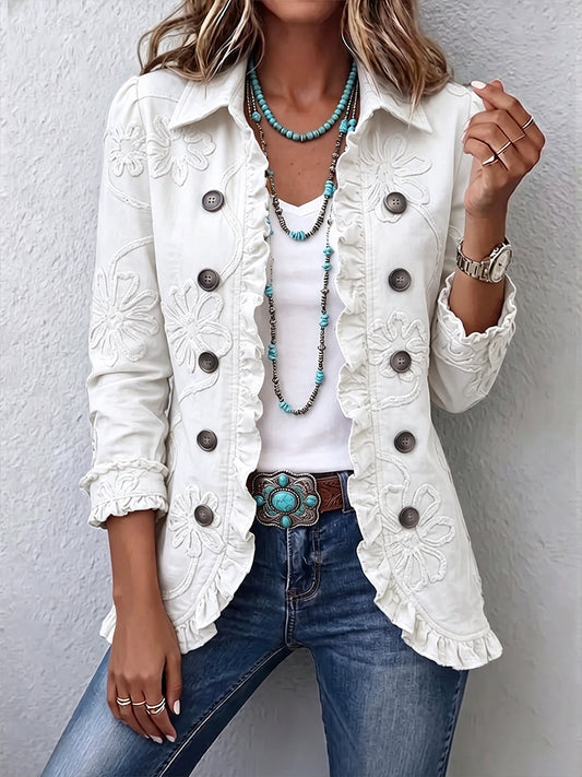 Manon | Embroidered Floral Jacket in Ivory