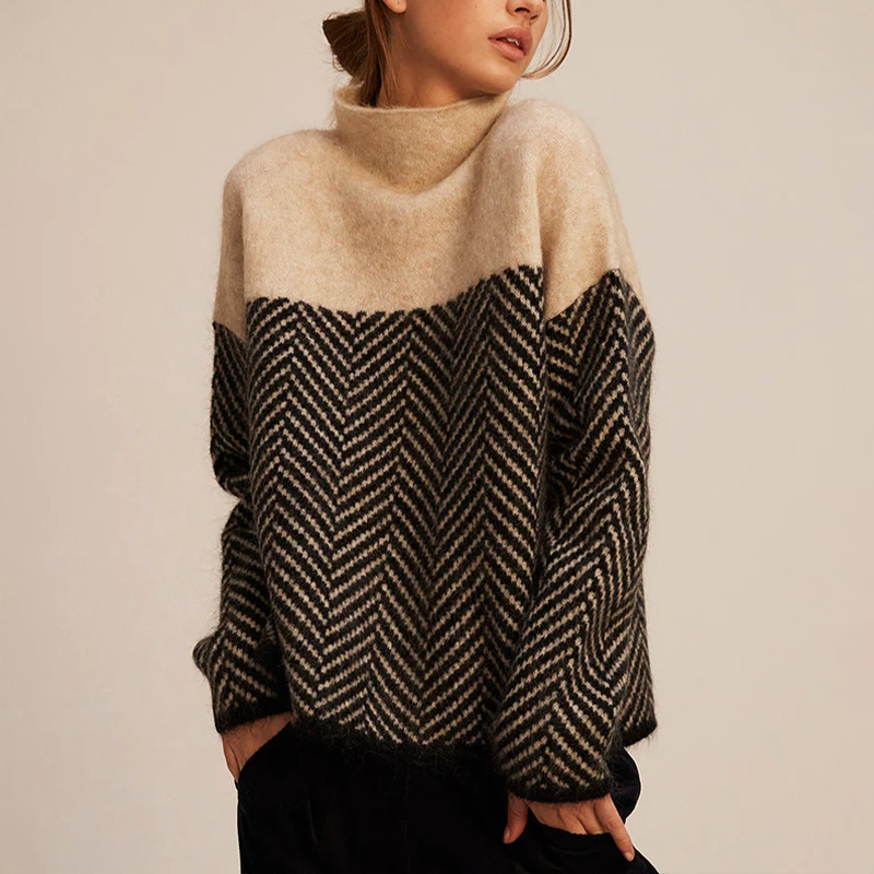 Vivienne | Chevron Roll-Neck Jumper