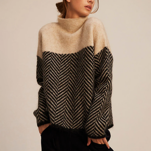 Vivienne | Chevron Roll-Neck Jumper
