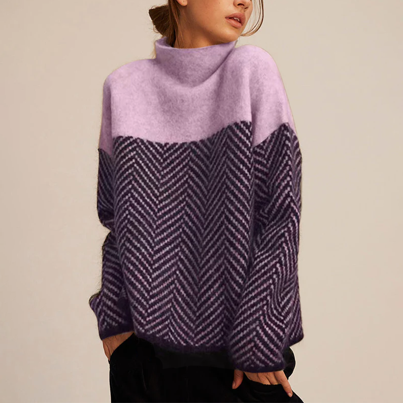 Vivienne | Chevron Roll-Neck Jumper