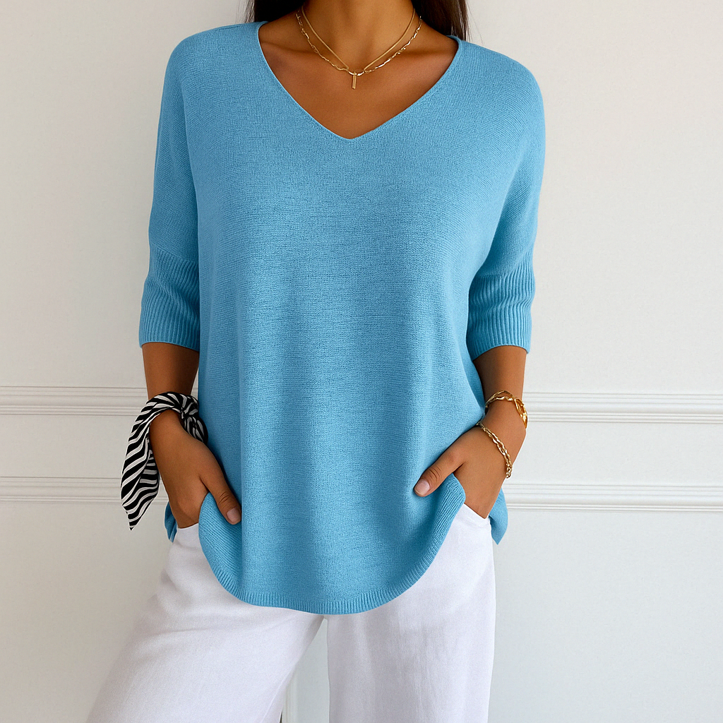 Rosalie | Three-Quarter Sleeve V-Neck Jumper