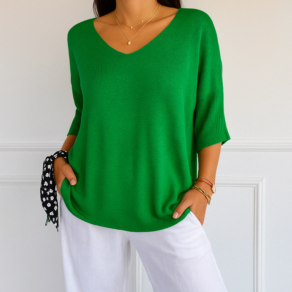 Rosalie | Three-Quarter Sleeve V-Neck Jumper