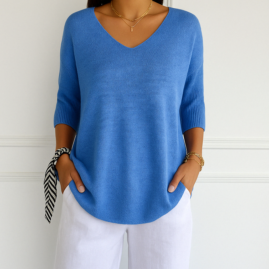 Rosalie | Three-Quarter Sleeve V-Neck Jumper