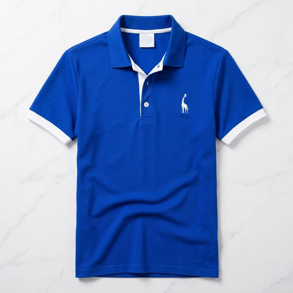 Sebastian textured knit polo in blue