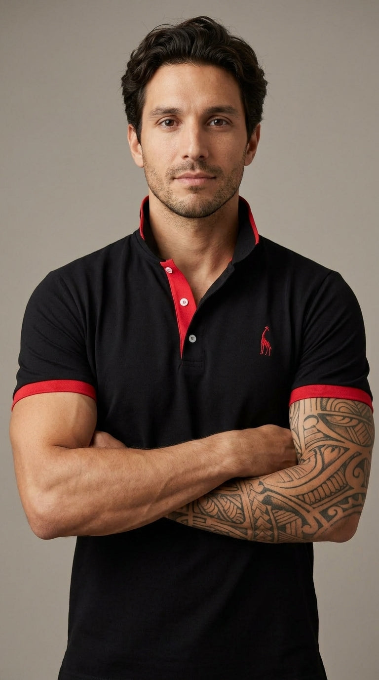 Man wearing Sebastian polo in black