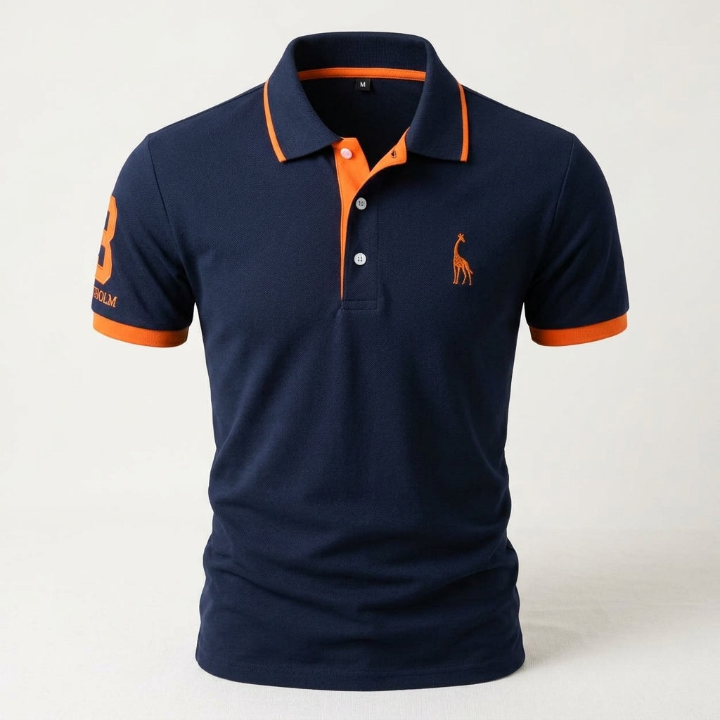 Sebastian textured knit polo in navy