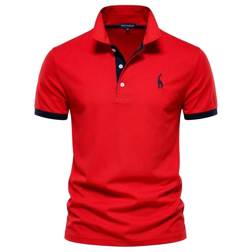 Sebastian textured knit polo in red