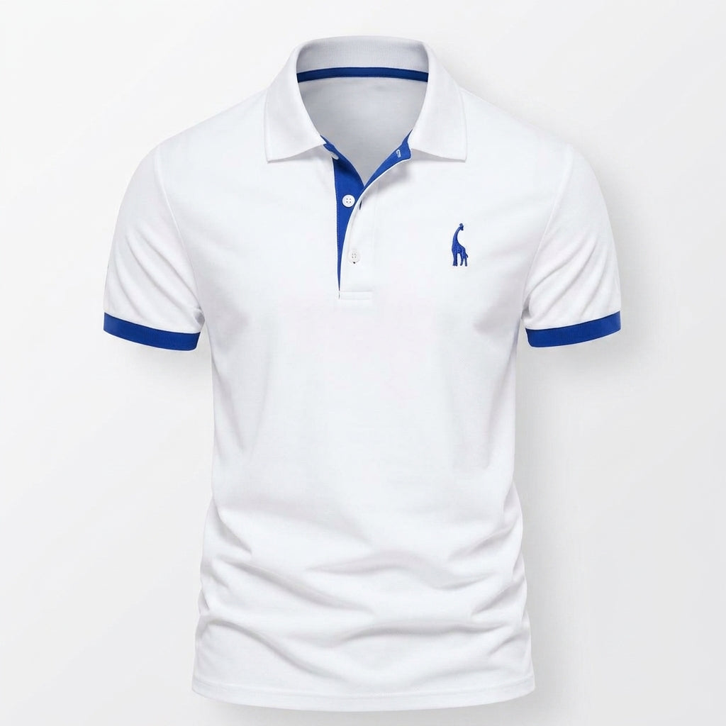 Sebastian textured knit polo in white